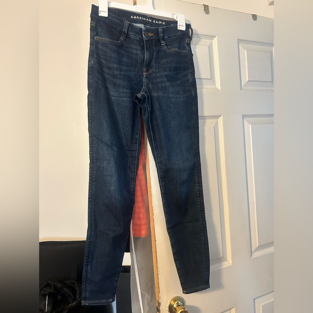 American Eagle Women's Dark Curvy High-Rise Jegging Indigo Skinny Jeans